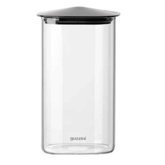 GUZZINI BARATTOLO RETTANGOLARE IN VETRO FRESH E STYLE CON TAPPO NERO - 1300 ML 