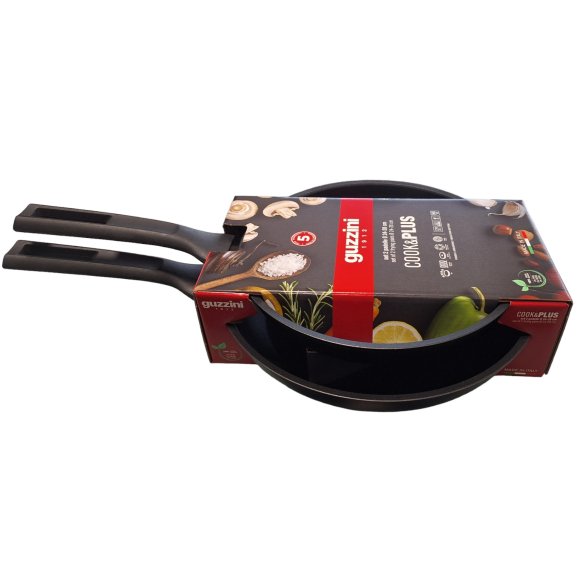 GUZZINI - SET 2 PADELLE "COOK&PLUS" NERO - 24/28 CM GUZZINI - SET 2 PADELLE "COOK&PLUS" NERO - 24/28 CM