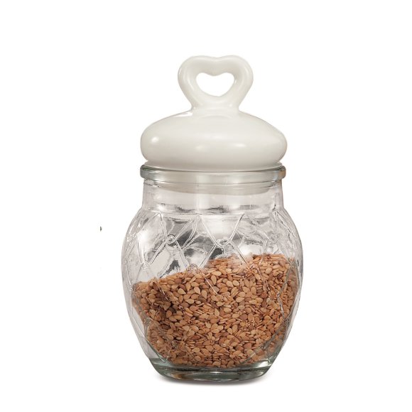 STAR BARATTOLO PORTASPEZIE IN VETRO CON COPERCHIO IN CERAMICA - 6,5 x H.12,5 CM STAR BARATTOLO PORTASPEZIE IN VETRO CON COPERCHIO IN CERAMICA - 6,5 x H.12,5 CM
