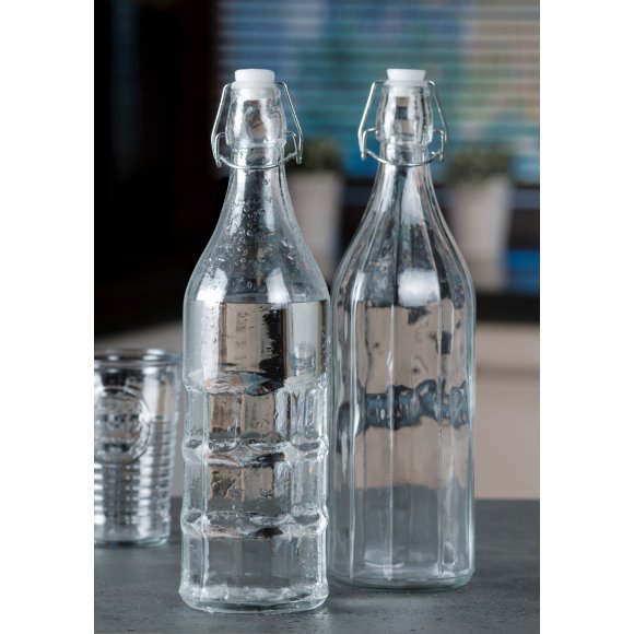 BOTTIGLIA ACQUA IN VETRO 1 LITRO - DECORI ASSORTITI BOTTIGLIA ACQUA IN VETRO 1 LITRO - DECORI ASSORTITI