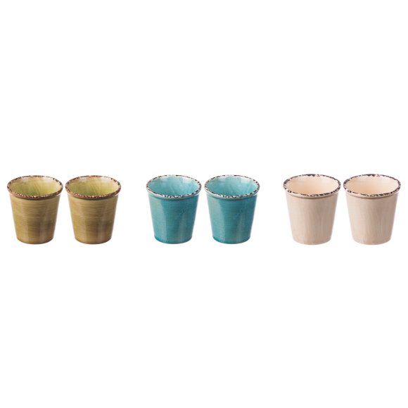 SET 6 BICCHIERI CERAMICA - COLORI ASSORTITI