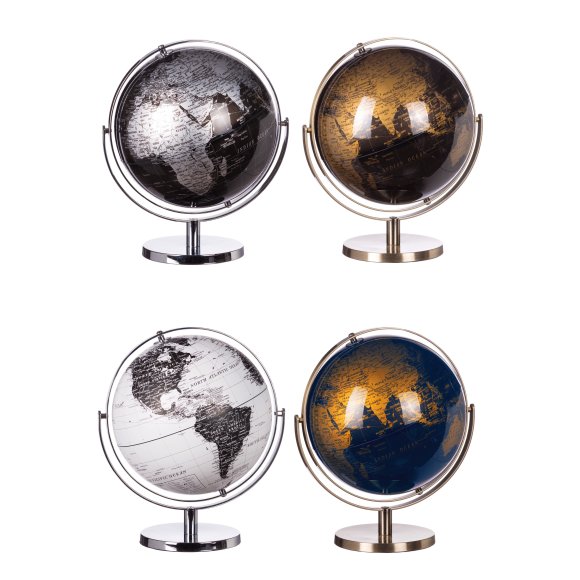 MAPPAMONDO DECORATIVO CON SUPPORTO IN METALLO -  29 CM