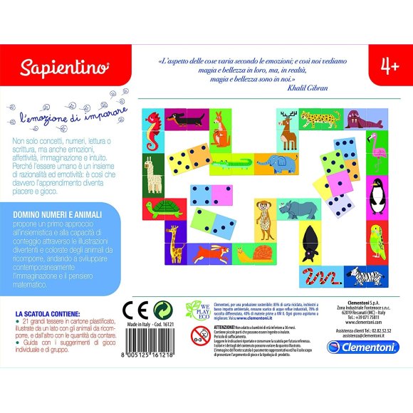 SAPIENTINO*DOMINO ANIMALI E NUMERI SAPIENTINO*DOMINO ANIMALI E NUMERI