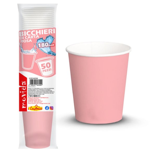 BICCHIERI BIO PER ACQUA MOVIDA ROSA - 50 PEZZI BICCHIERI BIO PER ACQUA MOVIDA ROSA - 50 PEZZI