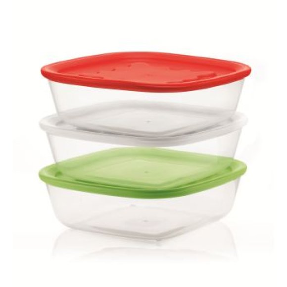 GUZZINI SET 3 CONTENITORI ERMETICI QUADRATI - h7x19,6x19,6 cm GUZZINI SET 3 CONTENITORI ERMETICI QUADRATI - h7x19,6x19,6 cm