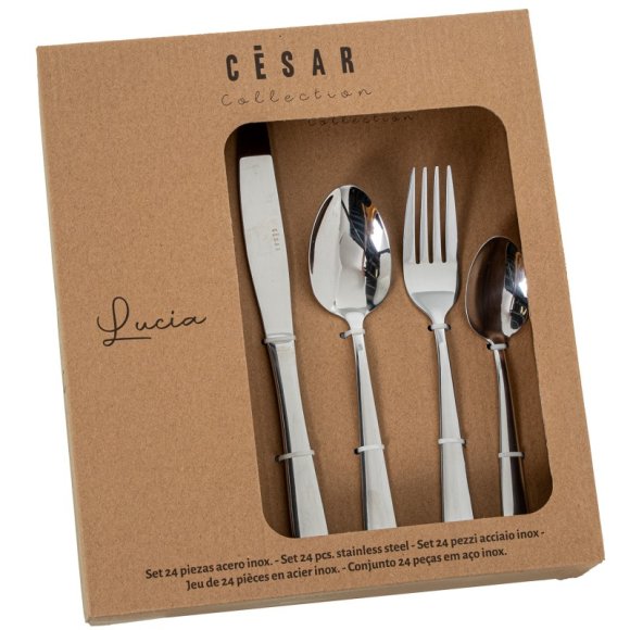 SET 24 POSATE ACCIAIO INOX "LUCIA" - ARGENTO LUCIDO SET 24 POSATE ACCIAIO INOX "LUCIA" - ARGENTO LUCIDO