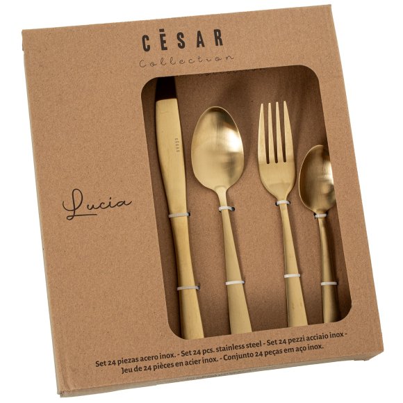 CAMACHO SET 24 POSATE ACCIAIO INOX "LUCIA" - ORO SATINATO