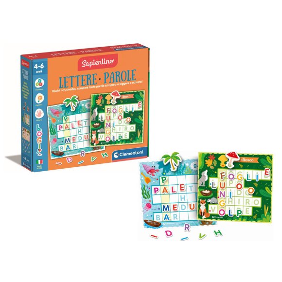 CLEMENTONI SAPIENTINO FLASHCARDS LOGIC LETTERE E PAROLE GIOCO EDUCATIVO 4+