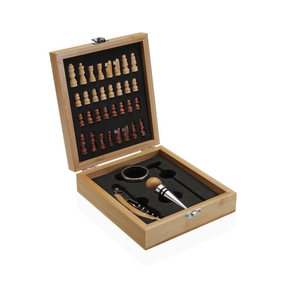 VERSA SET VINO 4 ACCESSORI CON SCACCHI VERSA SET VINO 4 ACCESSORI CON SCACCHI