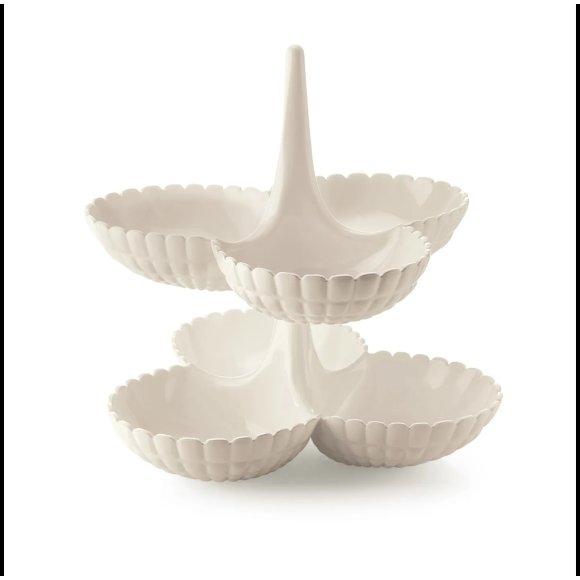 GUZZINI - SET 2 ANTIPASTIERE "TIFFANY" - BIANCO LATTE GUZZINI - SET 2 ANTIPASTIERE "TIFFANY" - BIANCO LATTE
