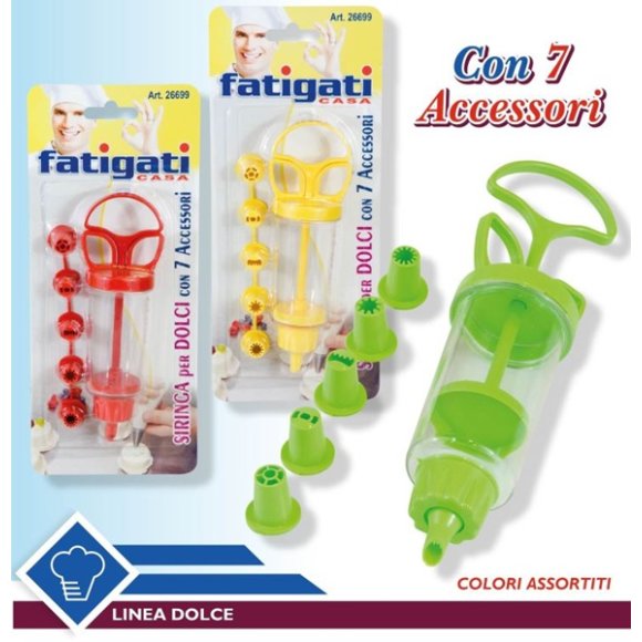 SIRINGA PER DOLCI CON ACCESSORI - COLORI ASSORTITI SIRINGA PER DOLCI CON ACCESSORI - COLORI ASSORTITI
