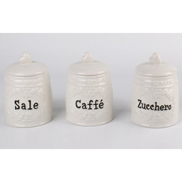 SET 3 BARATTOLI IN CERAMICA - BIANCO SET 3 BARATTOLI IN CERAMICA - BIANCO
