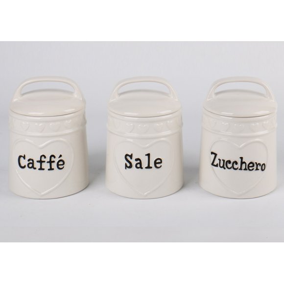 SET 3 BARATTOLI IN CERAMICA - BIANCO SET 3 BARATTOLI IN CERAMICA - BIANCO