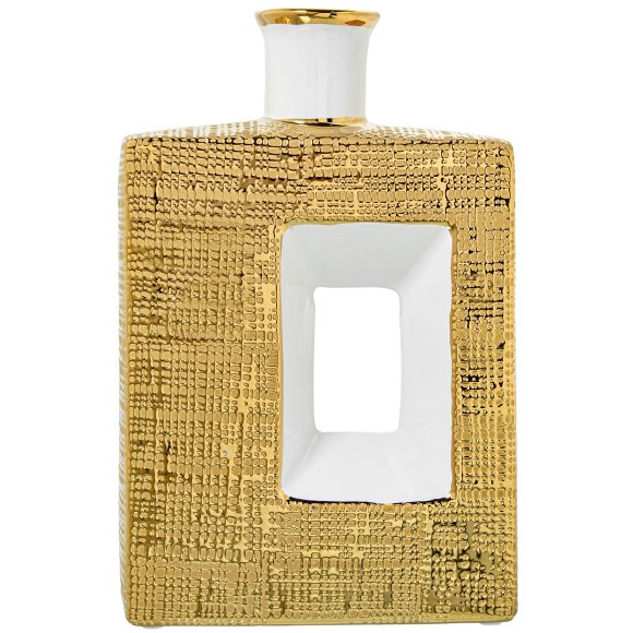 CAMACHO VASO CERAMICA 18x7x28 CM - BIANCO E ORO