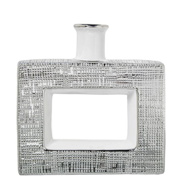 CAMACHO VASO CERAMICA 24x6x24 CM - BIANCO E ARGENTO 
