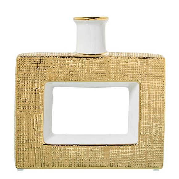 VASO CERAMICA BIANCO E ORO 24 CM