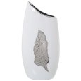 CAMACHO VASO CERAMICA FOGLI 12x18x36 CM- ARGENTO/BIANCO 