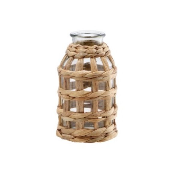 STAR NATALE VASO IN VETRO E FIBRA NATURALE - 11,5x20 CM